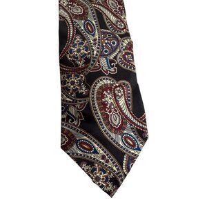 Christian Dior Monsieur Men’s Pointed Silk Tie Paisley Pattern Classic USA Made